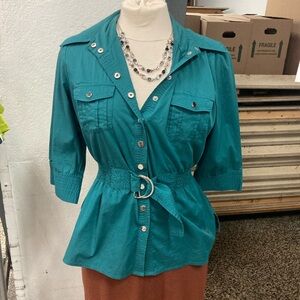 Turquoise Button Up